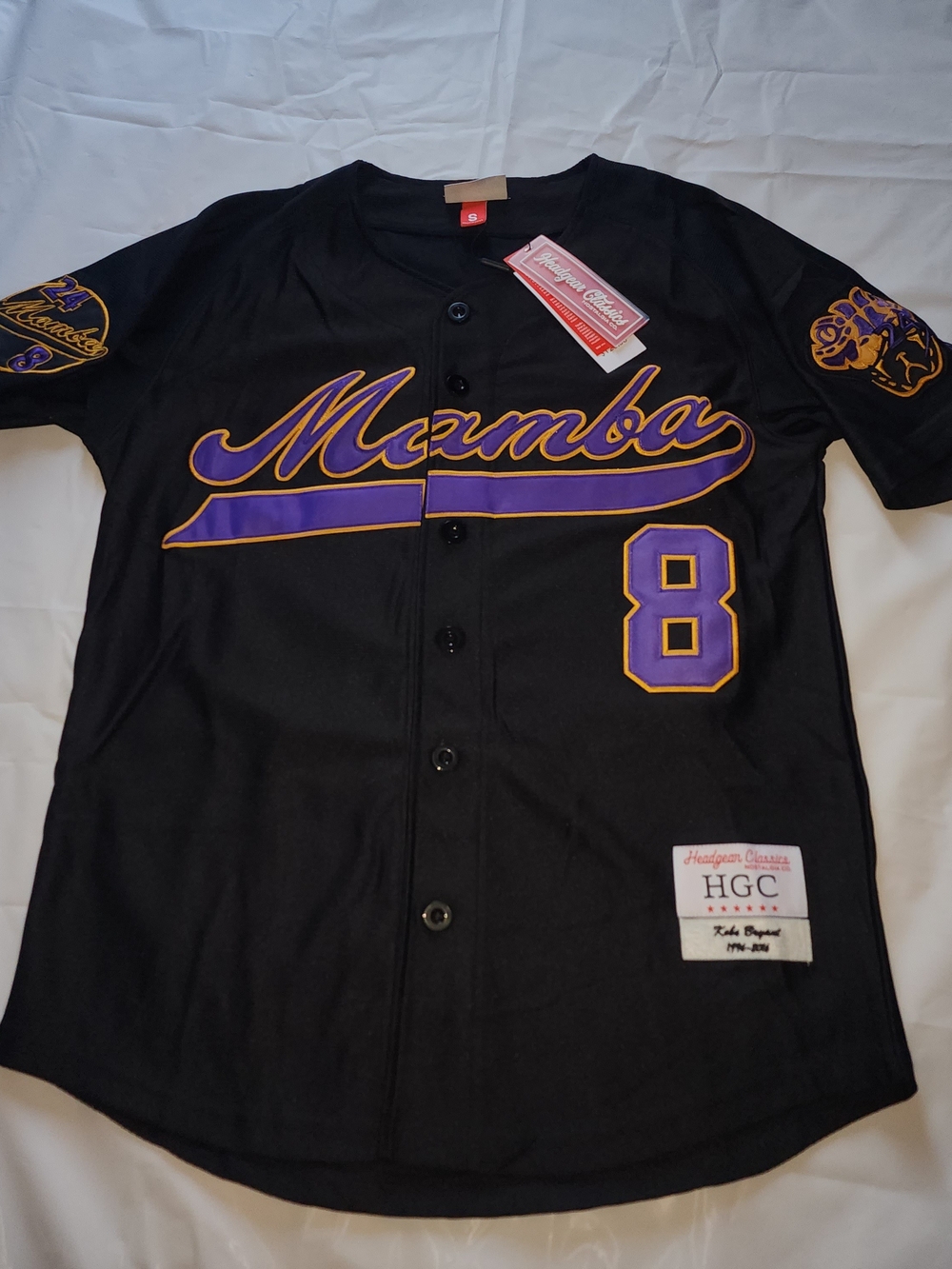 HEADGEAR MEN'S LEGEND MAMBA KOBE BRYANT #8 BASEBALL JERSEY BLACK SIZE